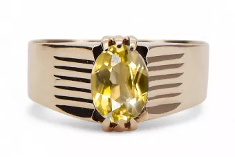Žiedas Geltonasis peridotas Originalus 14k rožinio aukso vintage Vintage vrc007r